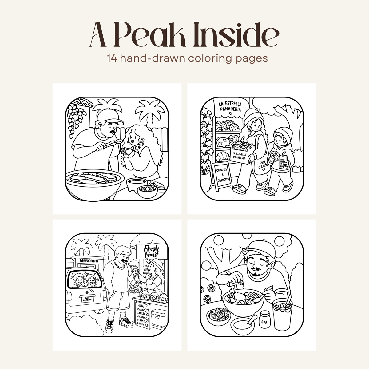 The Little Things: Food & Familia – Printable Mini Coloring Book
