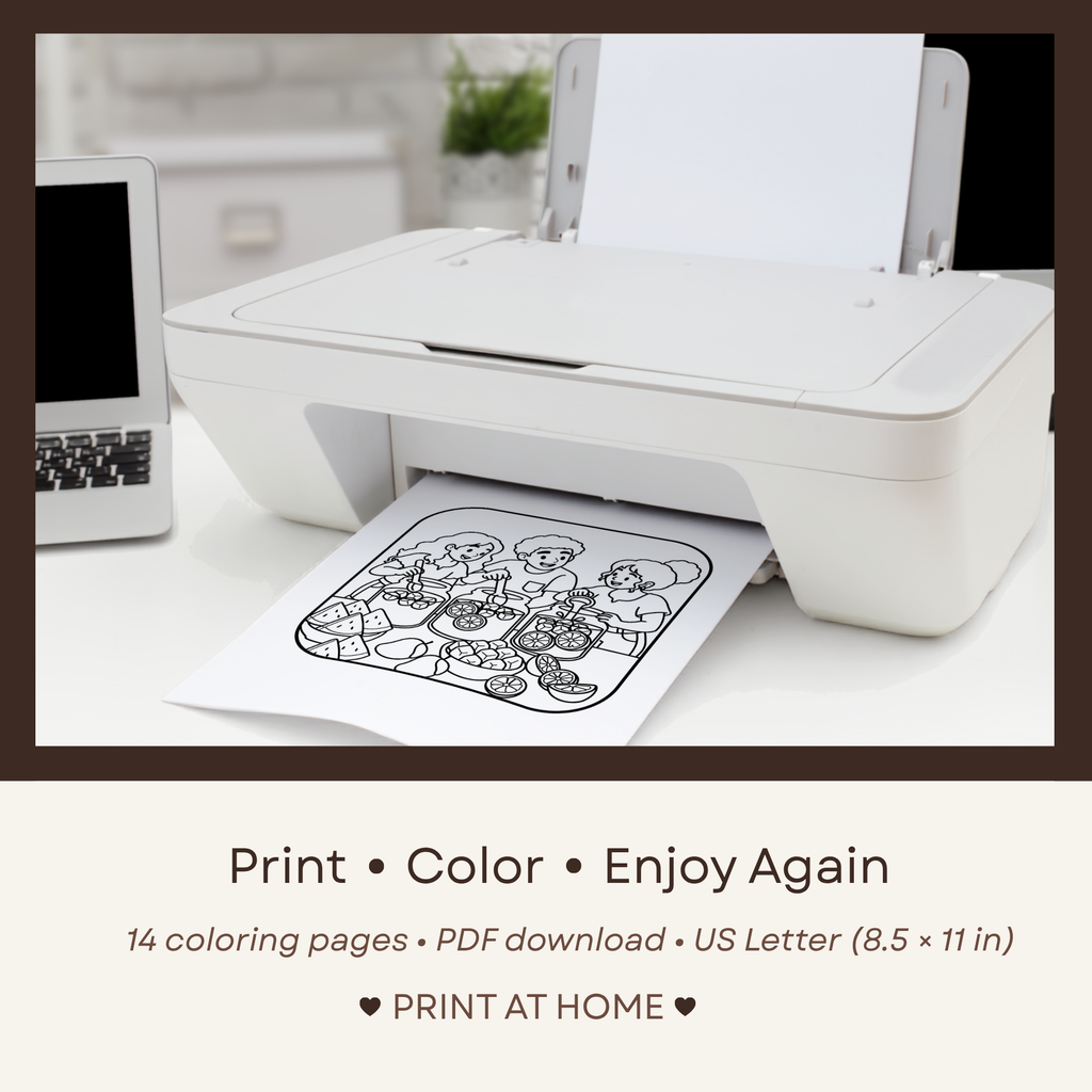 The Little Things: Food & Familia – Printable Mini Coloring Book